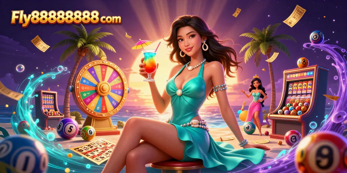 Experience vibrant gaming at Fly88888888 com with colorful lottery balls, golden prizes, and a glamorous atmosphere.