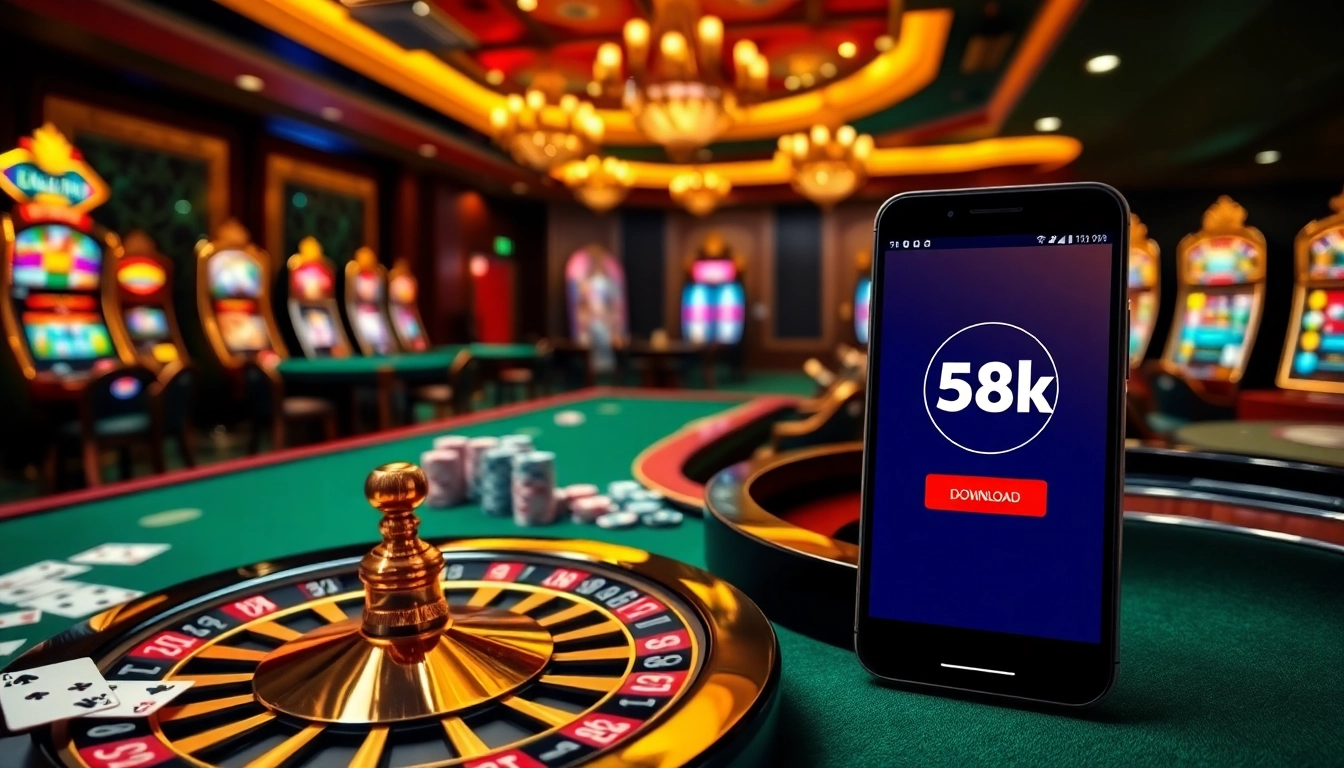 Capture the excitement of app - đăng ký nhận 58k with vibrant casino scenes and luxurious gaming elements.