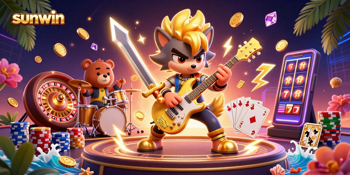 Experience thrilling gameplay with sunwin's vibrant casino scene featuring dynamic characters and sparkling effects.