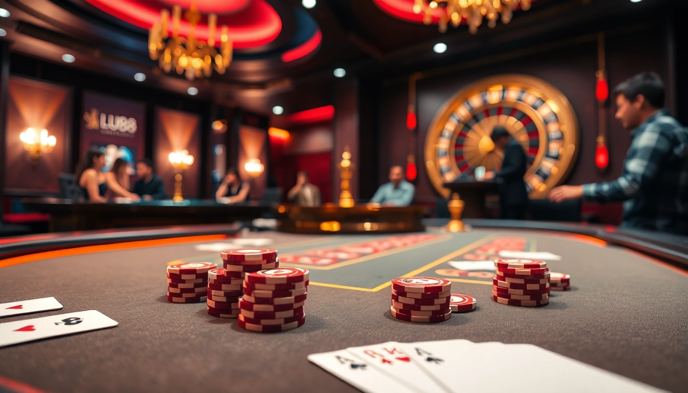 Experience the thrill of Lu88 betting with engaging poker games and a luxurious casino ambiance.