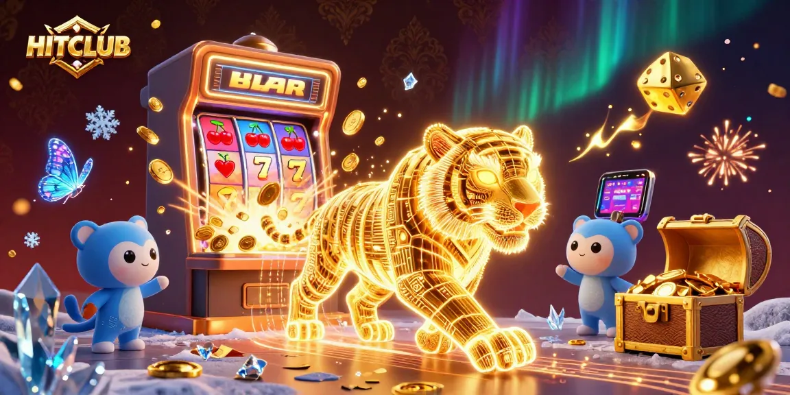 Play the HITCLUB slot machine and catch the golden tiger in the vibrant digital casino.