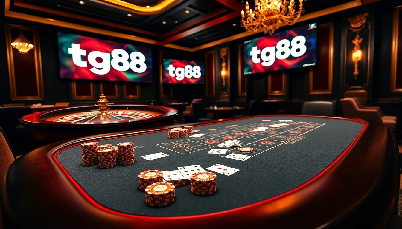 Experience high-stakes poker at tg88, featuring luxurious casino settings and thrilling gameplay.