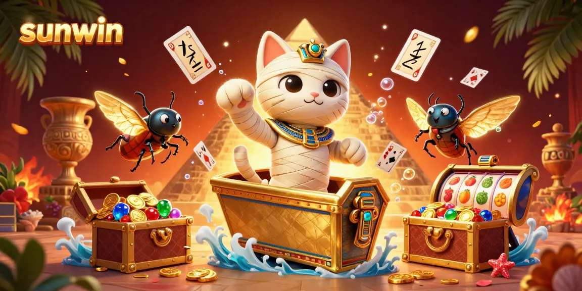 Experience the thrill of sunwin with a vibrant Egyptian-themed casino illustration.