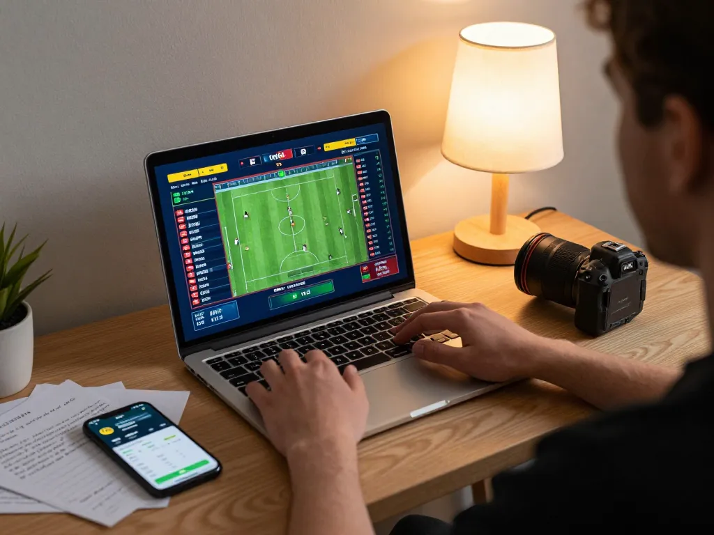 Engaging in sports betting on the onbet platform from a cozy home setup.