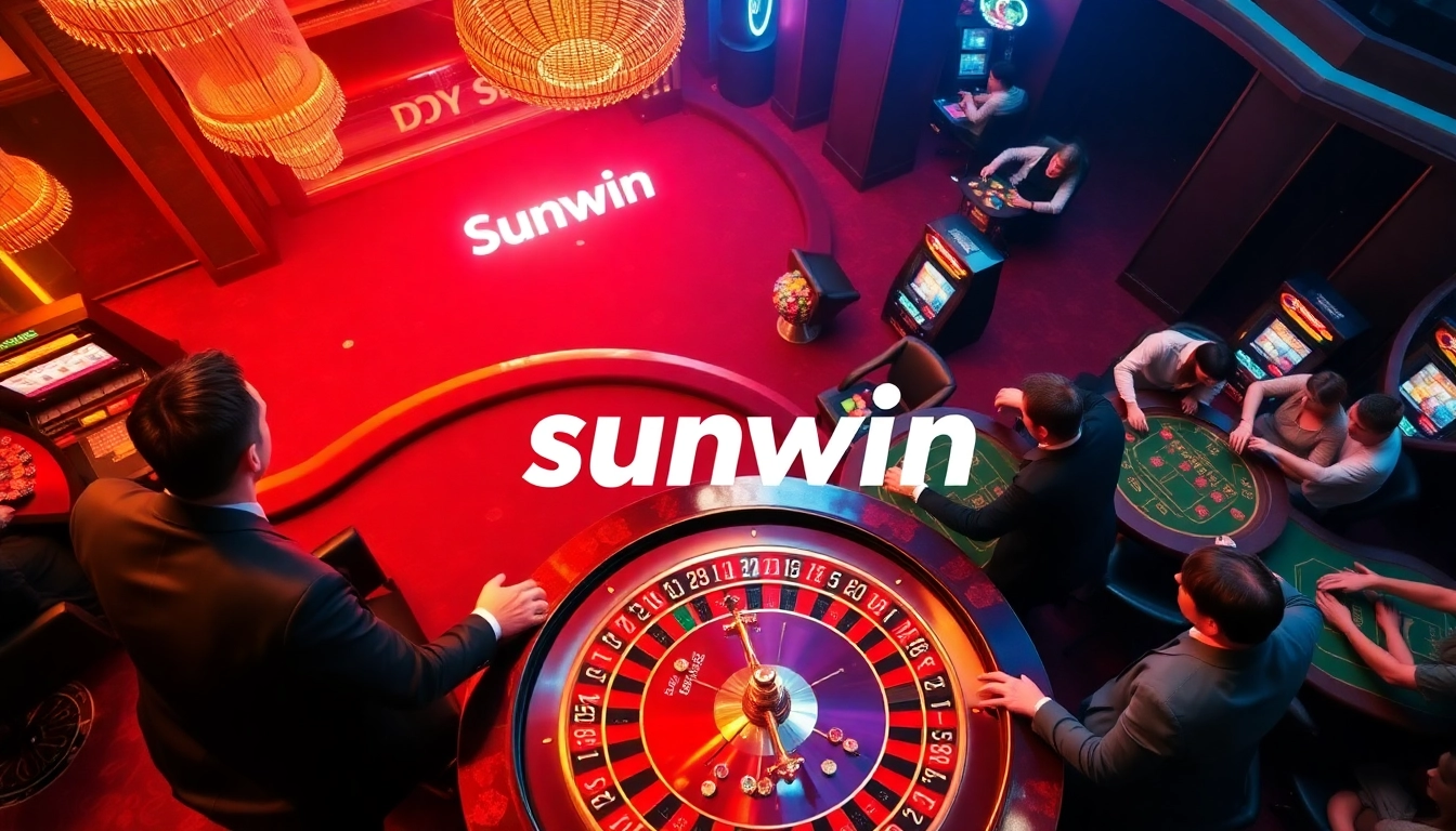 Experience the thrill of winning at sunwin's luxurious casino, featuring vibrant games and diverse players.