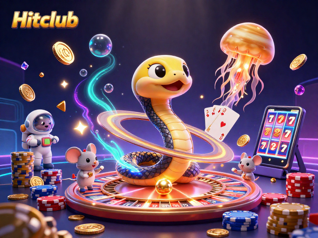 Hitclub engages players with a thrilling casino-themed illustration featuring a dynamic betting scene.