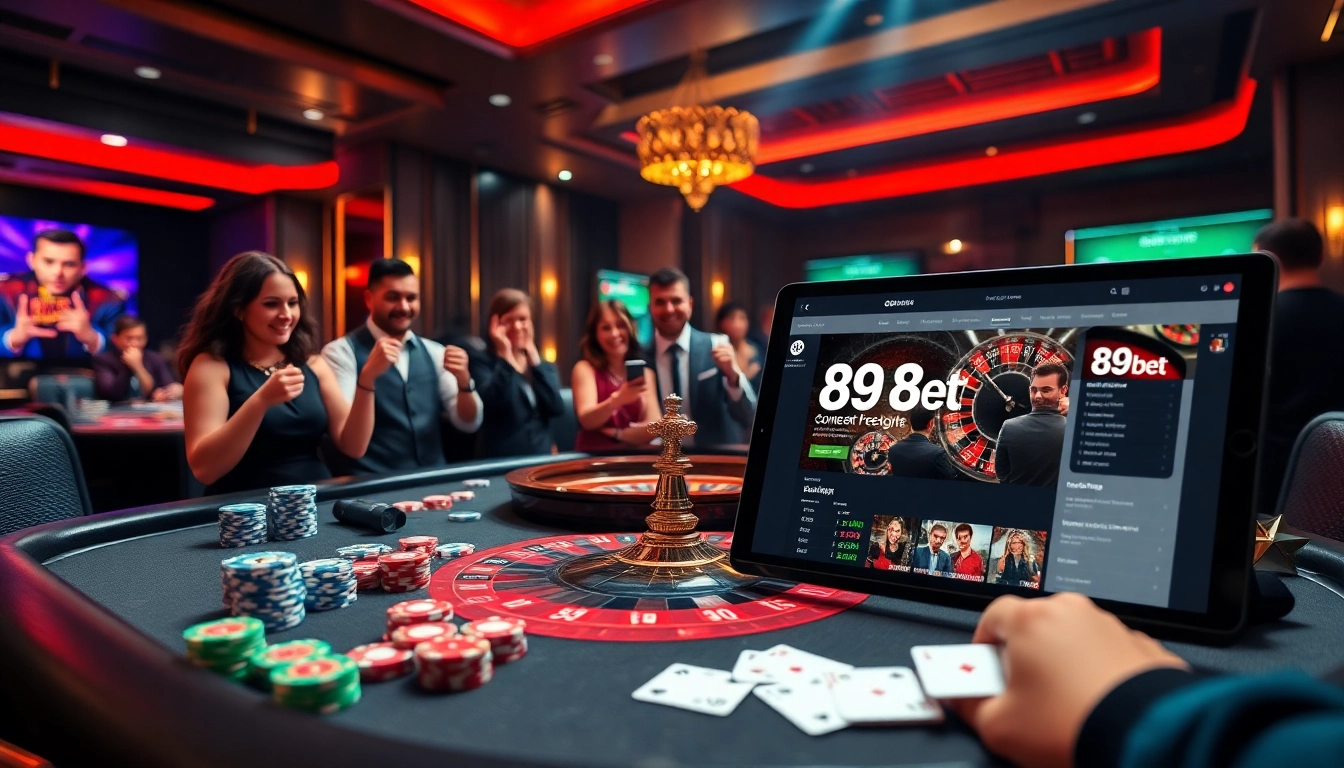 Players enjoying vibrant casino action at 89bet.sh tables, showcasing luxury gambling experiences.