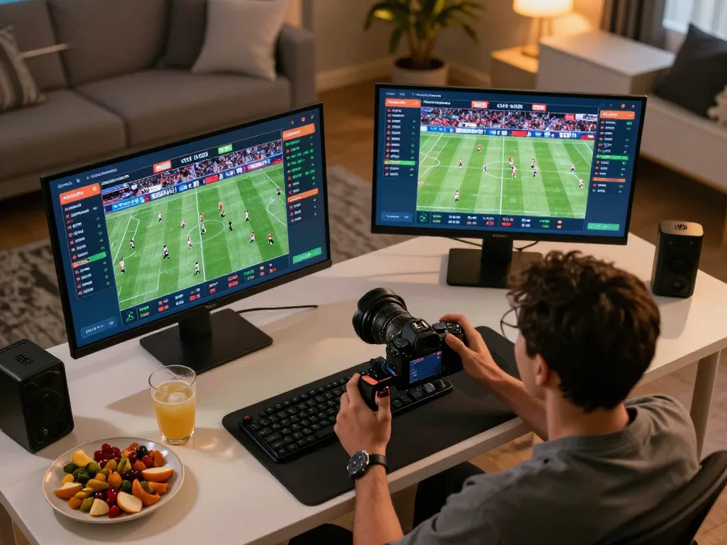Watch the excitement unfold at home with 90phut sports betting setup and live event screens.