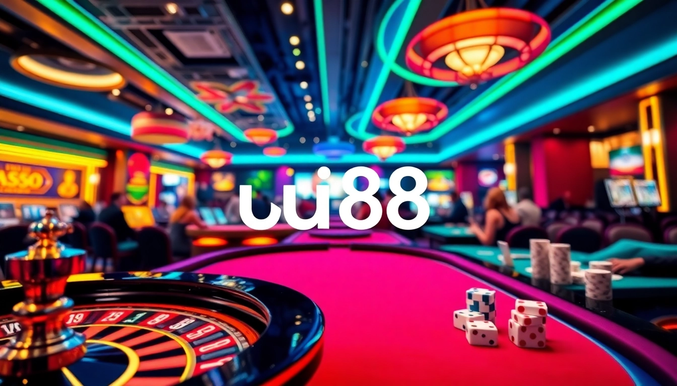 Players enjoying a thrilling game experience at uu88 online casino with vibrant gaming elements.