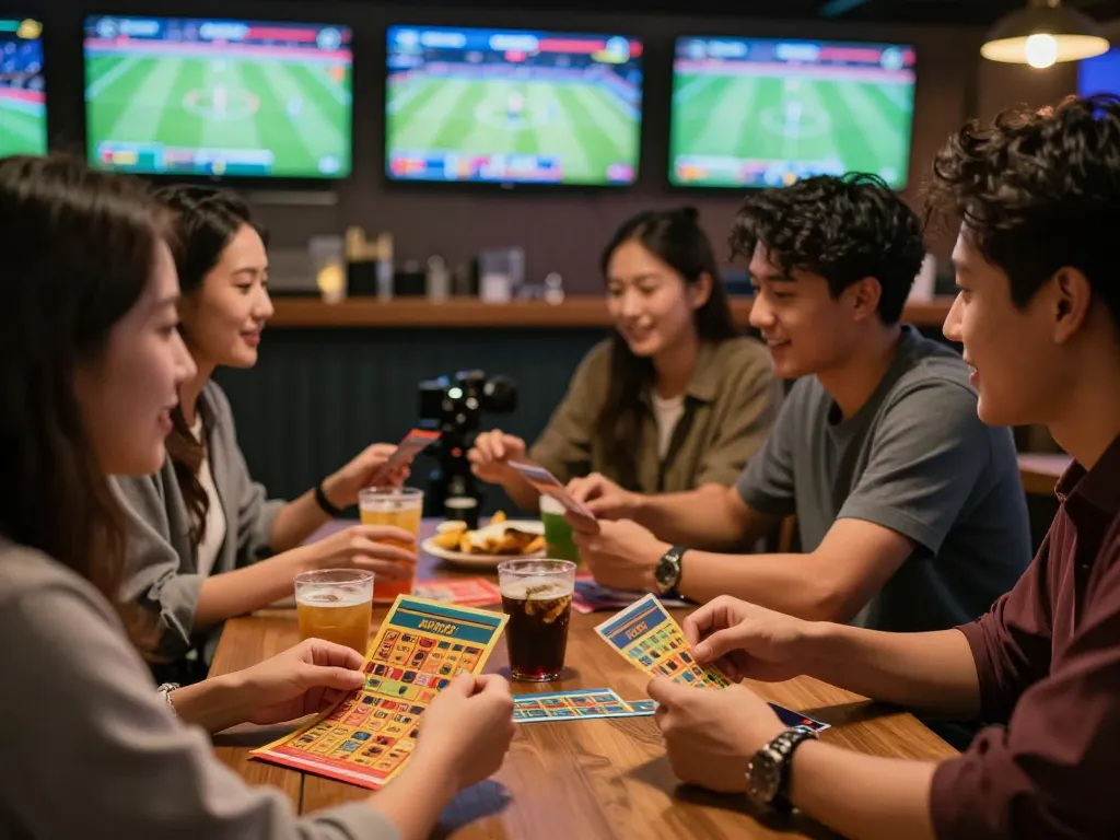 Friends enjoying sports betting with nk88 as they discuss strategies and upcoming events