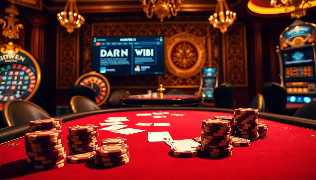 Engaging poker table scene with elements of the hidden wiki intertwined in a luxurious casino atmosphere.