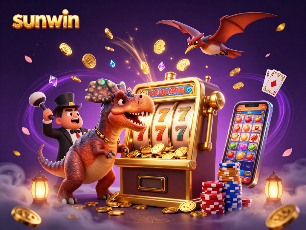 Catch exciting jackpots with sunwin as a pachycephalosaurus headbutts a golden slot machine!