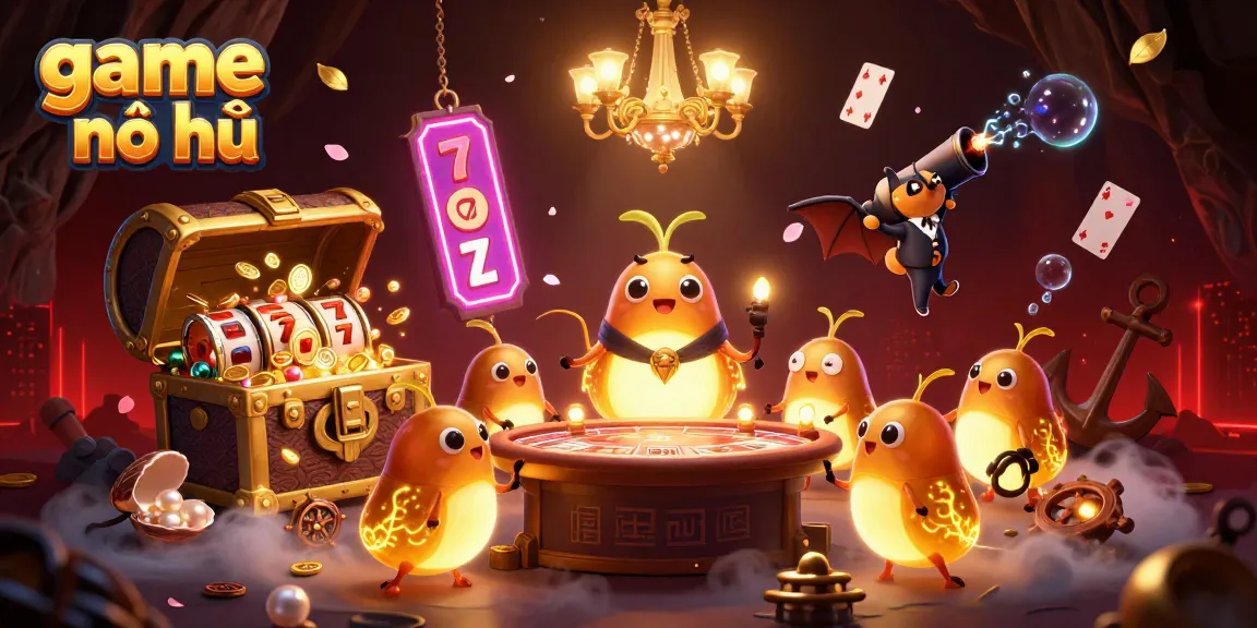 Engaging game nổ hũ scene with glowworms illuminating a cave casino filled with excitement and treasure.