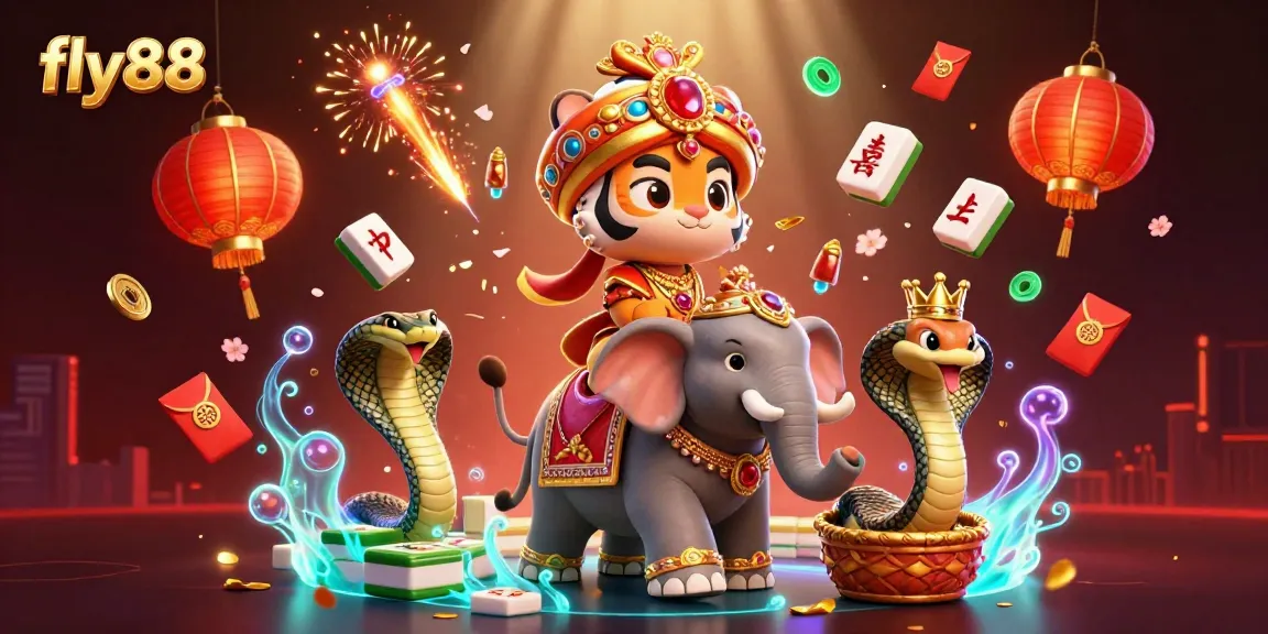 Experience the thrill of fly88 with a vibrant 3D illustration featuring cartoon characters and dynamic casino elements.