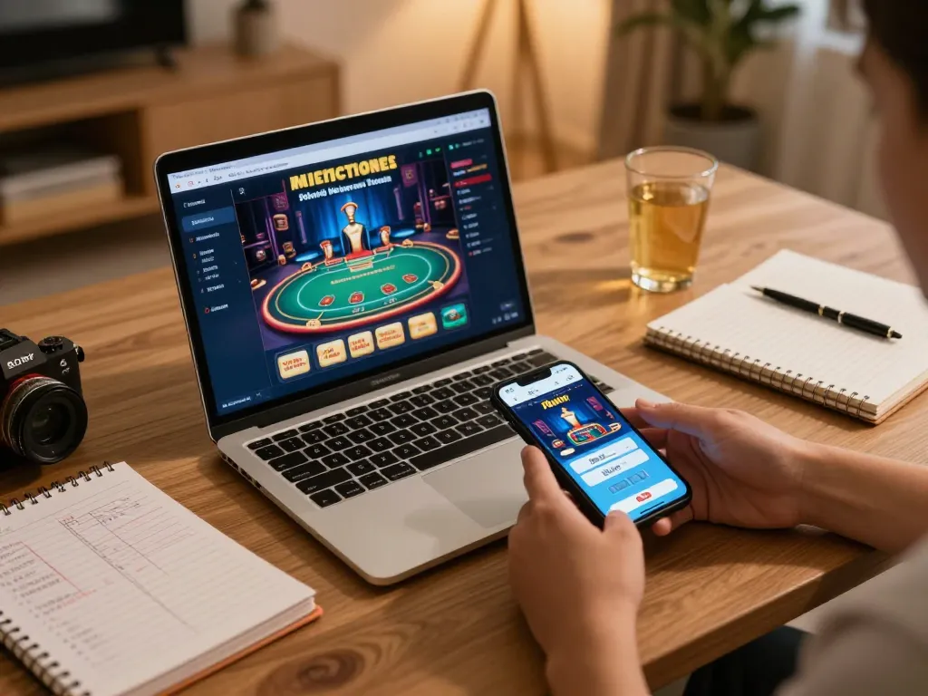 Engaging gameplay on a laptop and smartphone for 78wim casino experience.
