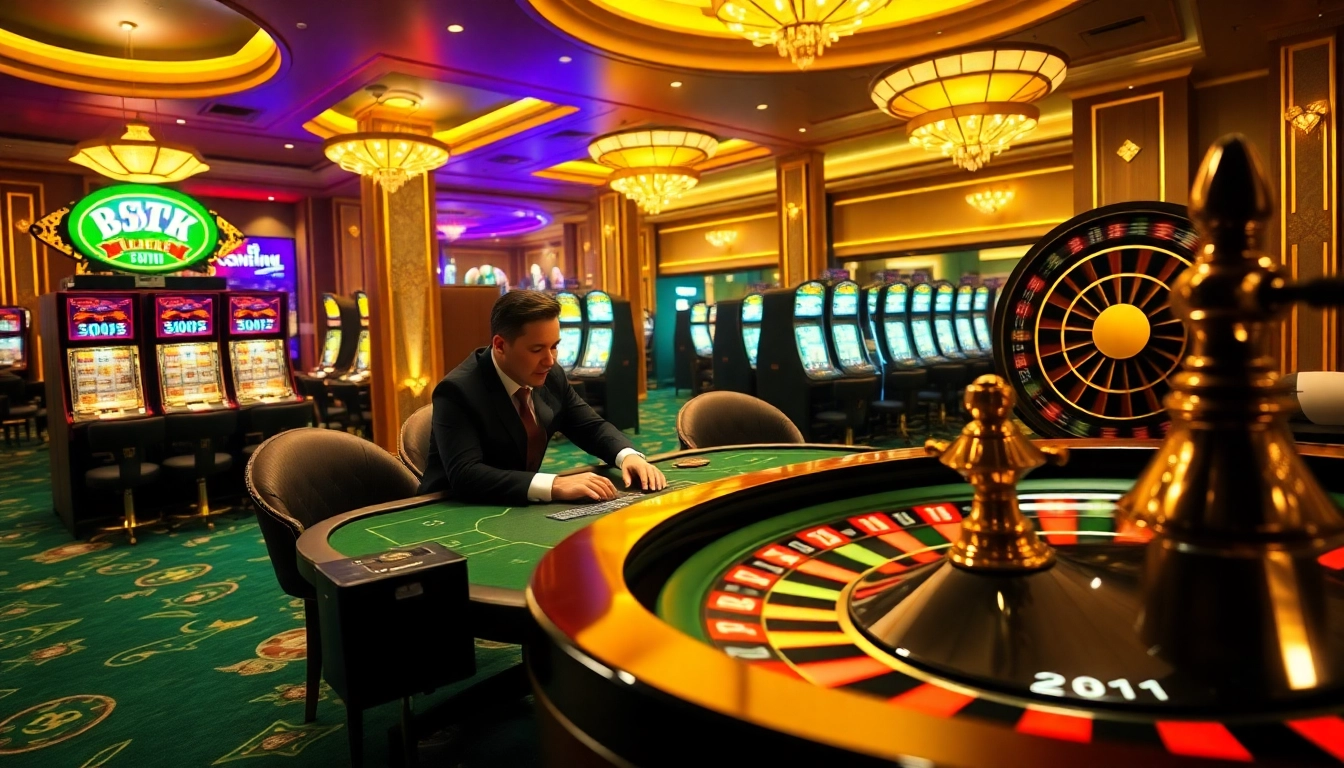 Engaging poker table scene featuring BDTK1 at an upscale casino with vibrant energy.