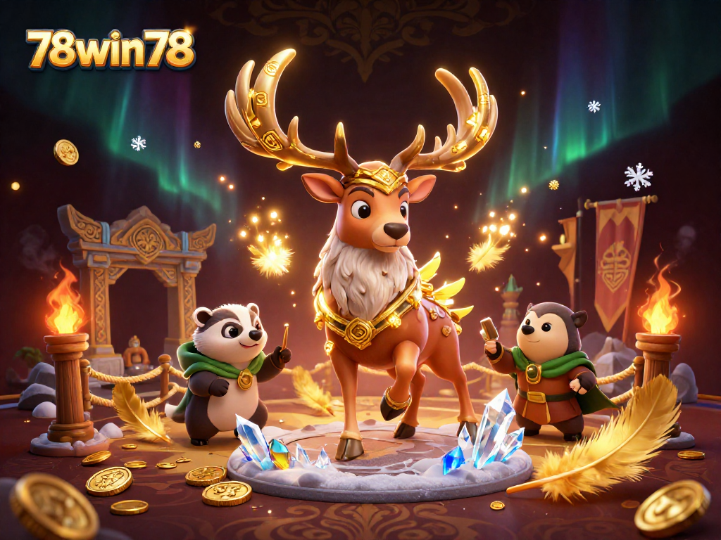 Engage with thrilling gambling action at 78win78 featuring rich illustrations of games and magical elements.
