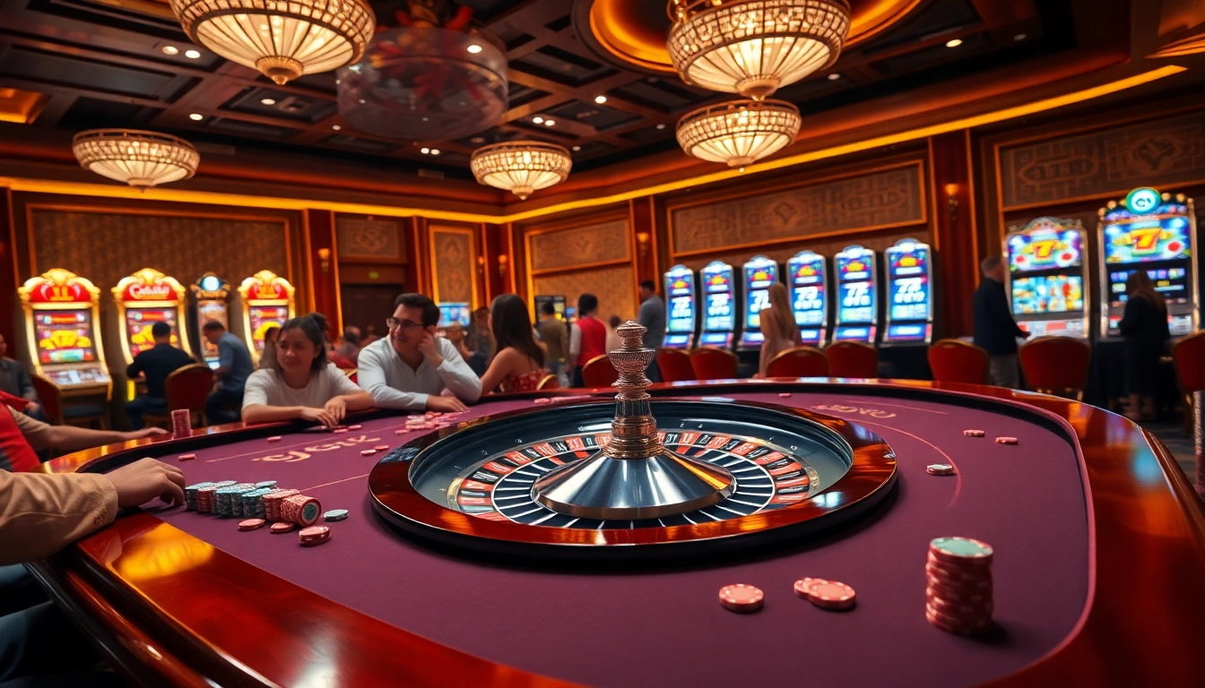 Players engaging in a thrilling game at GG88 casino, featuring a vibrant atmosphere and high-stakes action.
