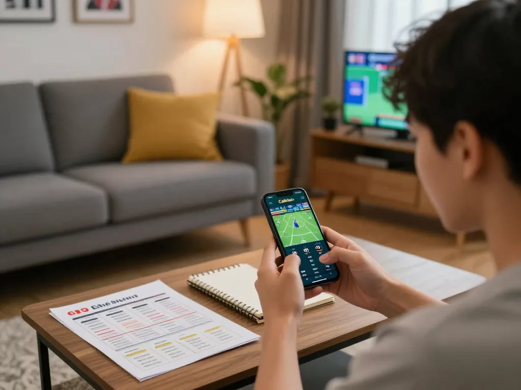 Cakhiatv user engaging with mobile sports betting app during live match updates