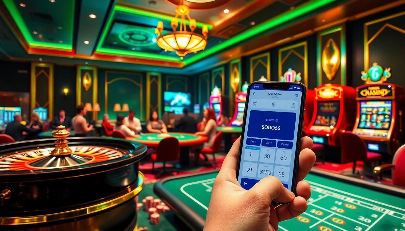 SODO66 players enjoying thrilling online casino games in a luxurious setting