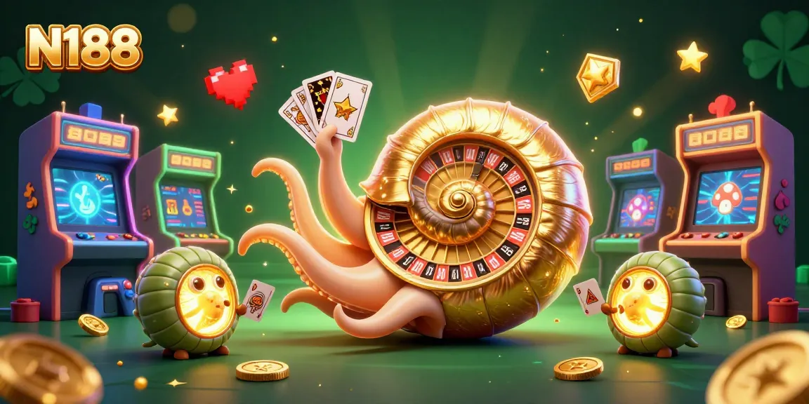 N188 showcases an interactive scene of giant nautilus and arcade elements, revitalizing online casino excitement.