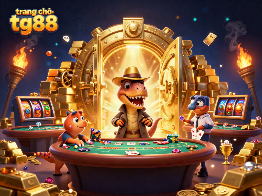 Engage with the vibrant action of trang chủ tg88 as a playful velociraptor conducts card tricks while a stegosaurus supervises blackjack.