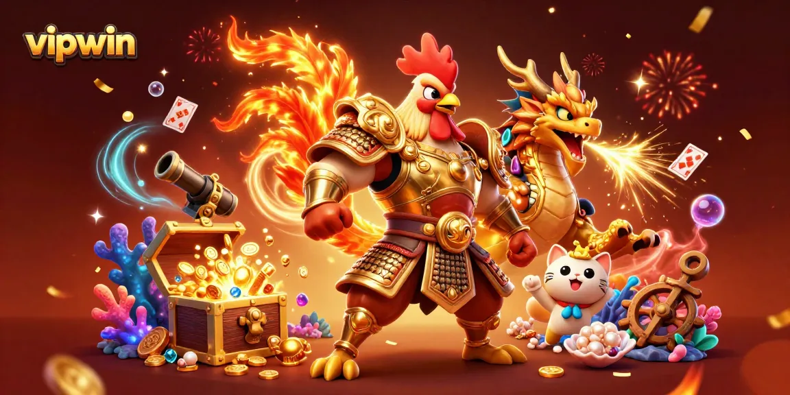 Experience thrilling gameplay at vipwin with a dynamic scene featuring a rooster warrior and dragon hatchling.