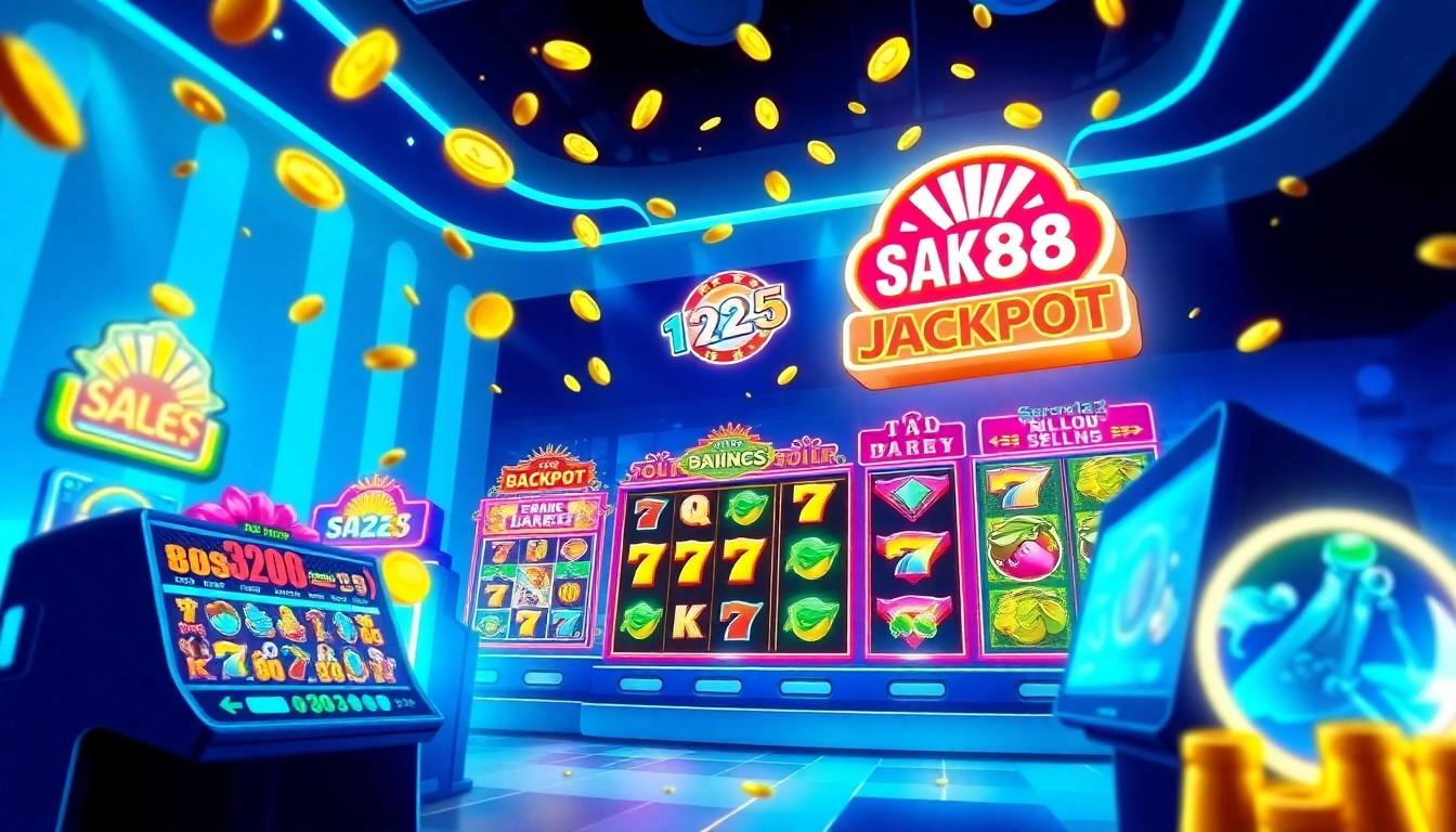 Vibrant illustration of aman788 slot resmi online gaming interface showcasing colorful reels and jackpot.