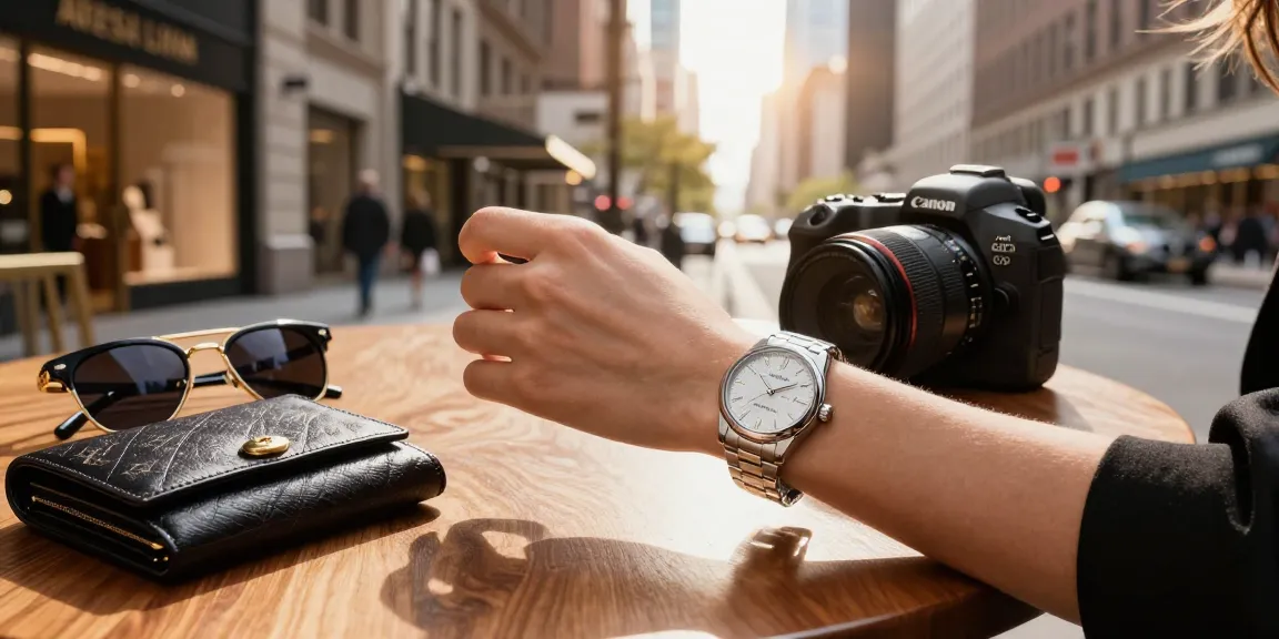 Stylish individual showcasing a luxurious replica watch in an elegant urban setting, highlighting luxury lifestyle elements.