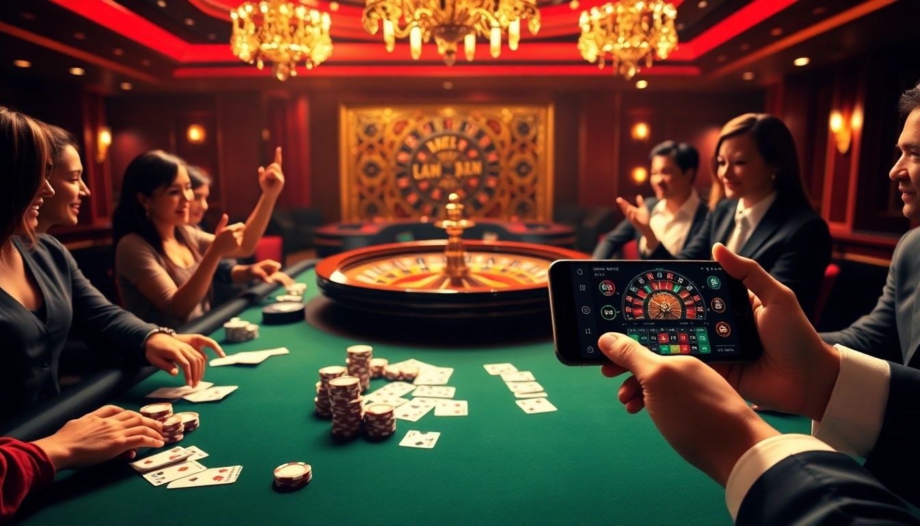 Experience excitement at https://mm88.us.com/ with a vibrant casino setting featuring a poker game.