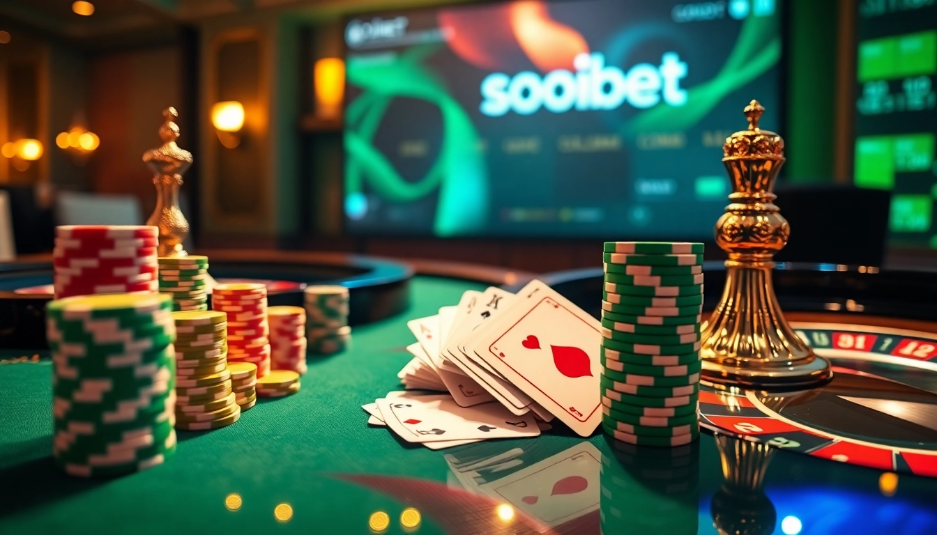 Engage with thrilling games at เว็บ soibet, featuring poker chips and vibrant cards.