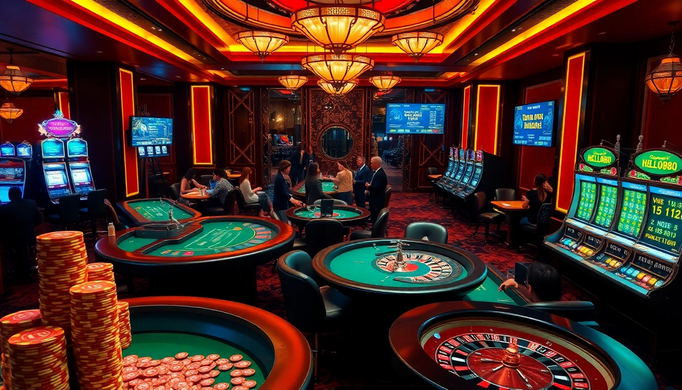Experience the thrill of gaming at trang chủ hello88, featuring vibrant casino tables and engaging players.