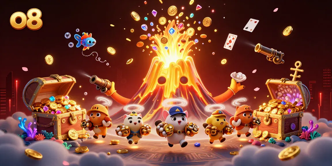 o8 players search for treasure in an erupting volcano of riches and adventure