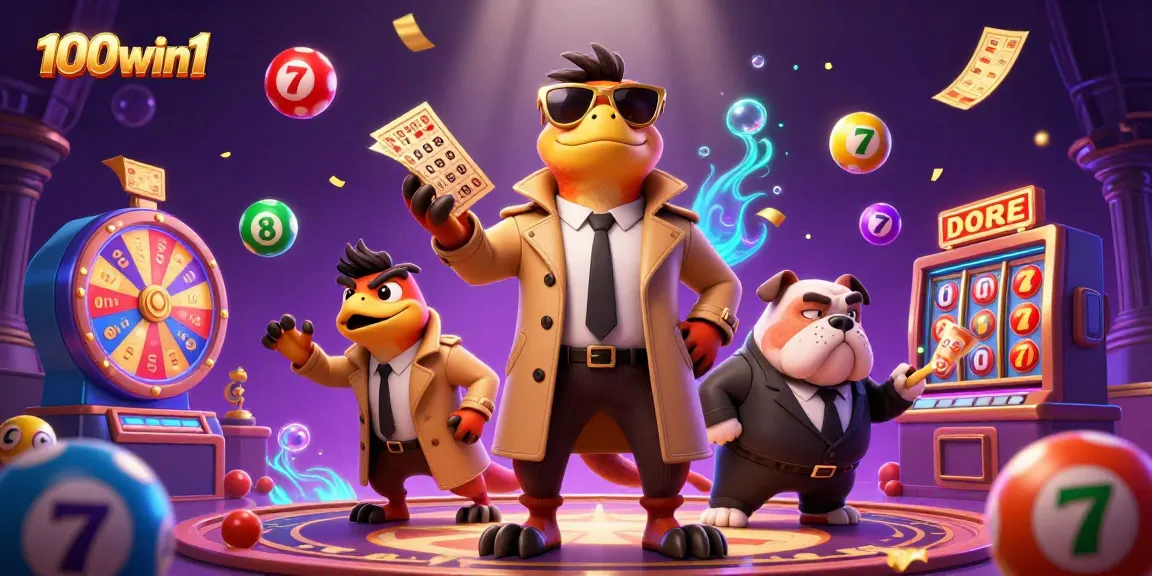 Engage in exciting gameplay at 100win1 with vibrant lottery balls and casino elements.