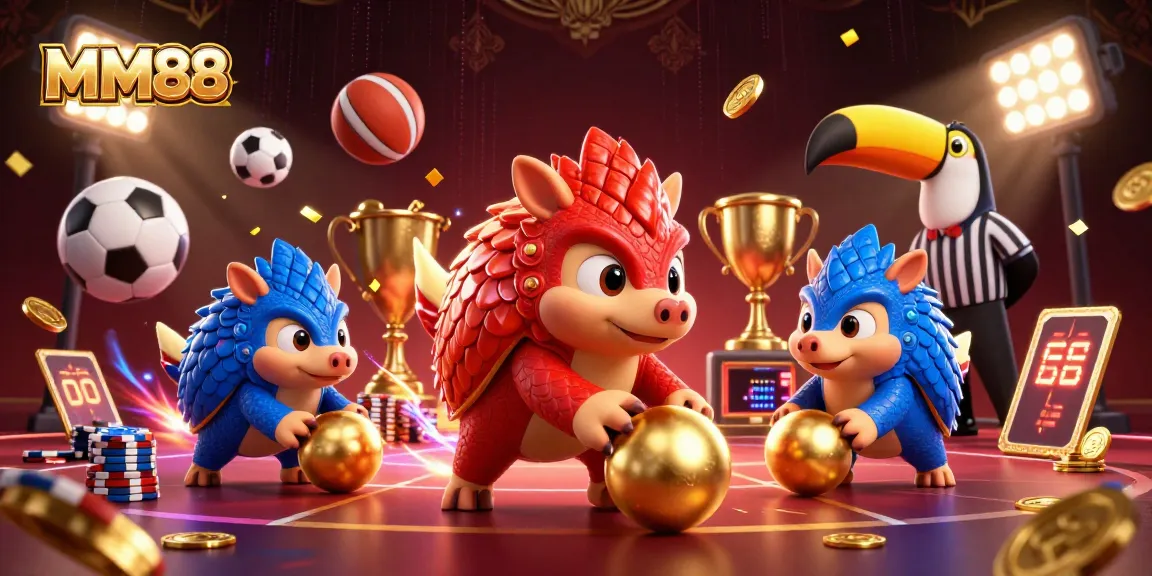 Join the ultimate gaming showdown at MM88, where rival pangolins battle it out among poker chips and sports thrill!
