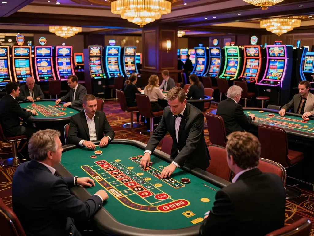 Engaged players enjoying games at 88CLUB casino floor with vibrant lighting and exciting atmosphere.