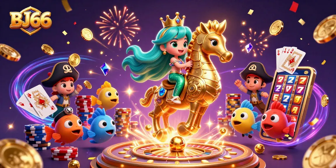 Experience the thrill of BJ66 with a colorful mermaid and dynamic casino elements.