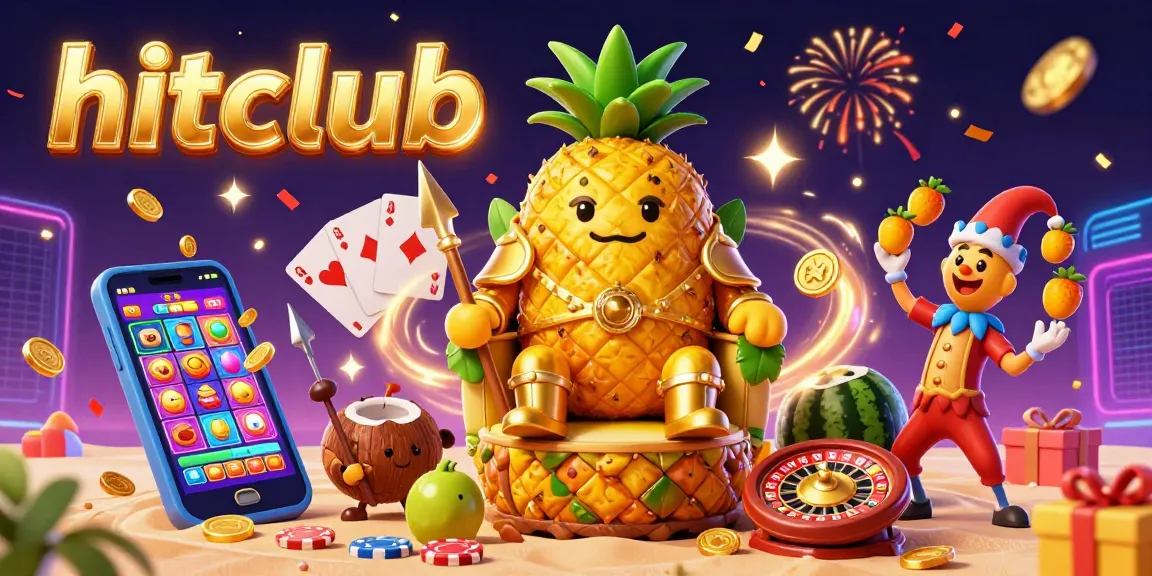 Engage in hitclub's thrilling slot games with vibrant characters in a dynamic casino scene.