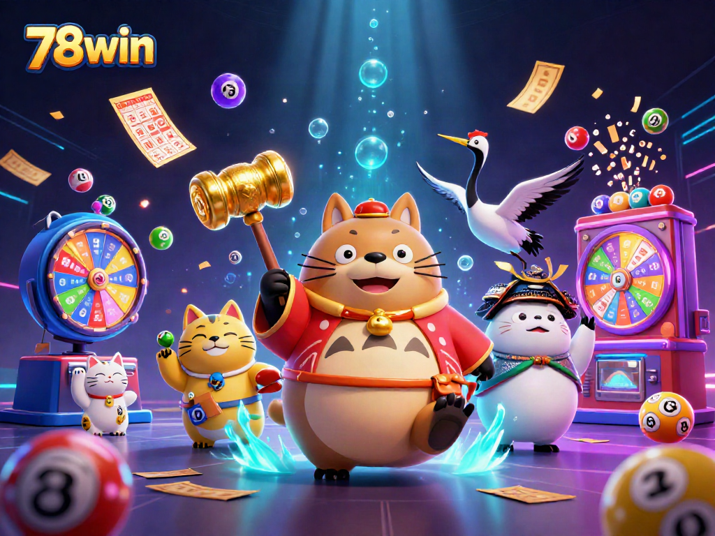 Join the excitement at 78win with colorful lottery games featuring cheerful tanuki and vibrant elements.