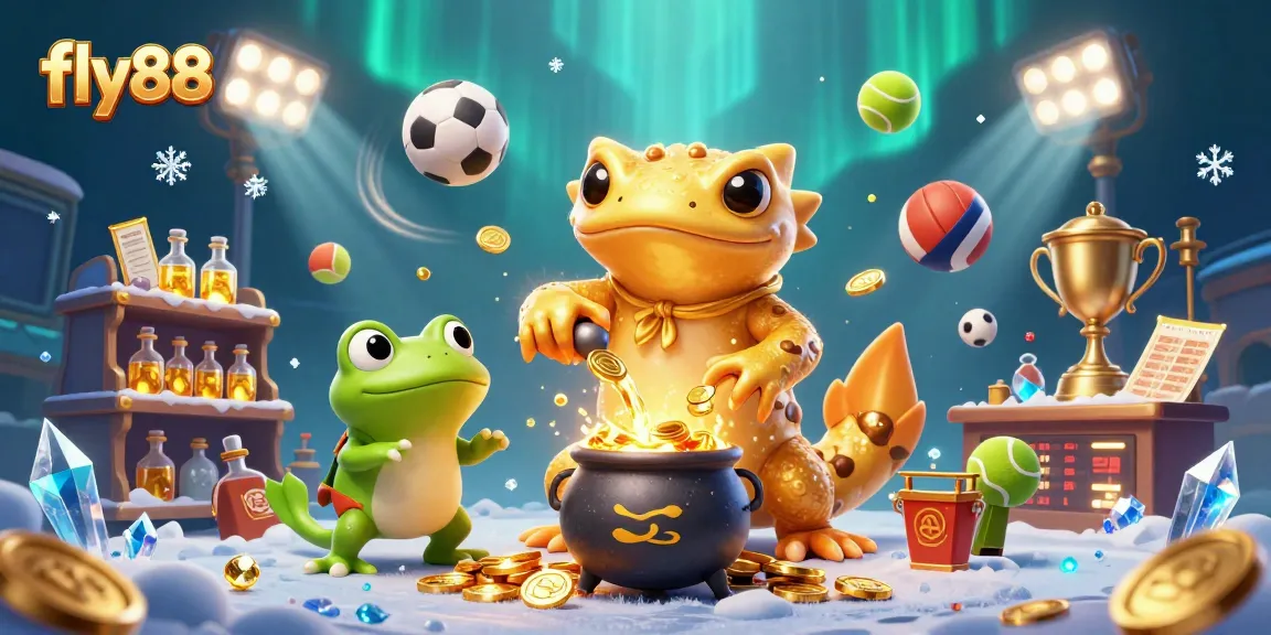 Experience thrilling wins with fly88: Giant salamander alchemist transmuting gold in a vibrant casino scene.