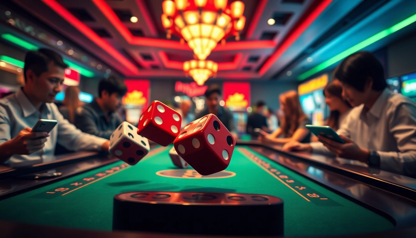Engaging players enjoying tài xỉu online in a vibrant digital casino atmosphere.