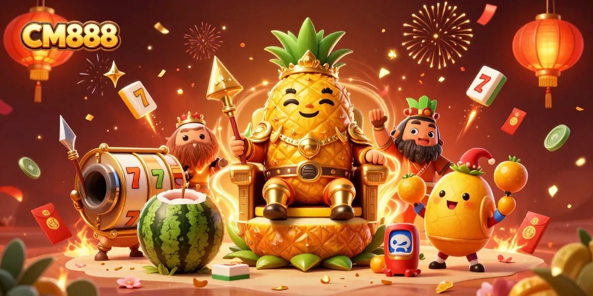 Join the excitement at CM888, where the golden pineapple king rules the beach casino amidst celebration and riches!