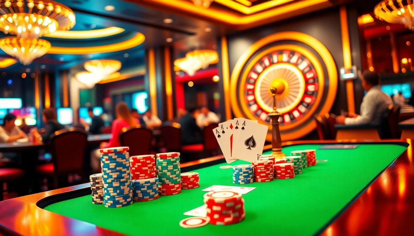 Betting excitement at nhà cái lu88 with poker chips and poker cards on a casino table.