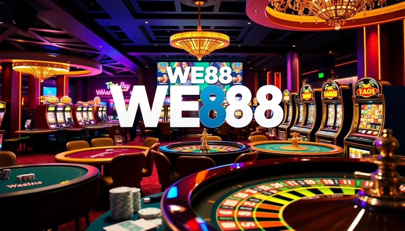 Experience the thrill of gaming at WE88's vibrant casino tables with lively poker and roulette.