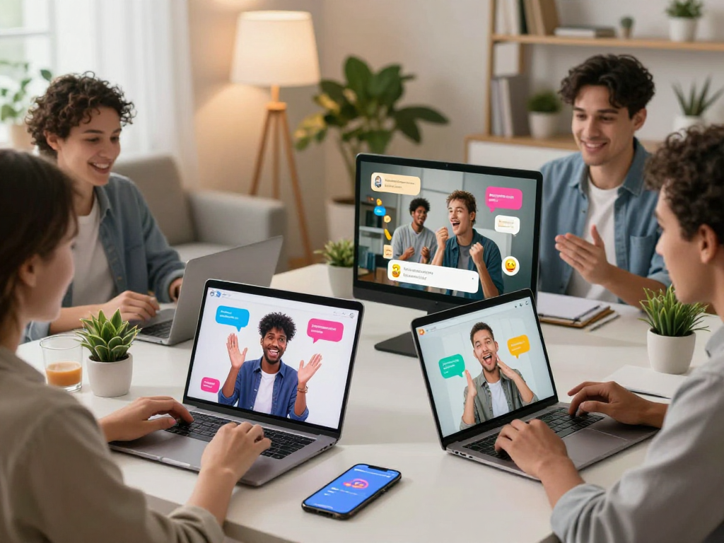 Enjoying ai chat porn on sleek devices amidst vibrant workspace decor.