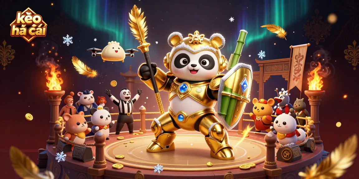 Experience thrilling kèo nhà cái action as a mech-suit panda battles in a vibrant arena.