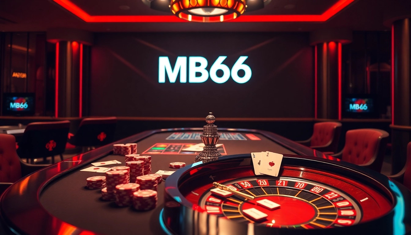 Experience thrilling gambling at MB66's luxurious casino tables with vibrant poker action.