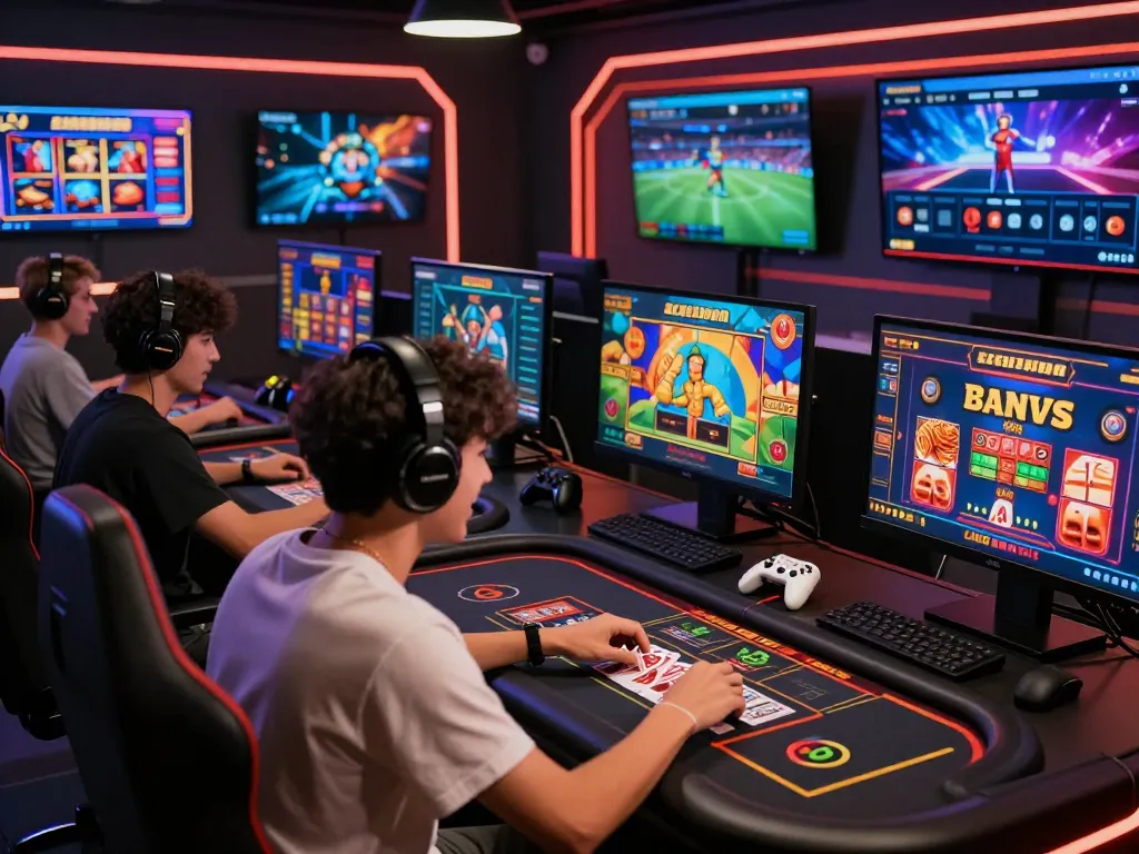 Engaging gamers at Hitclub enjoying vibrant online casino games and sports betting on various devices.