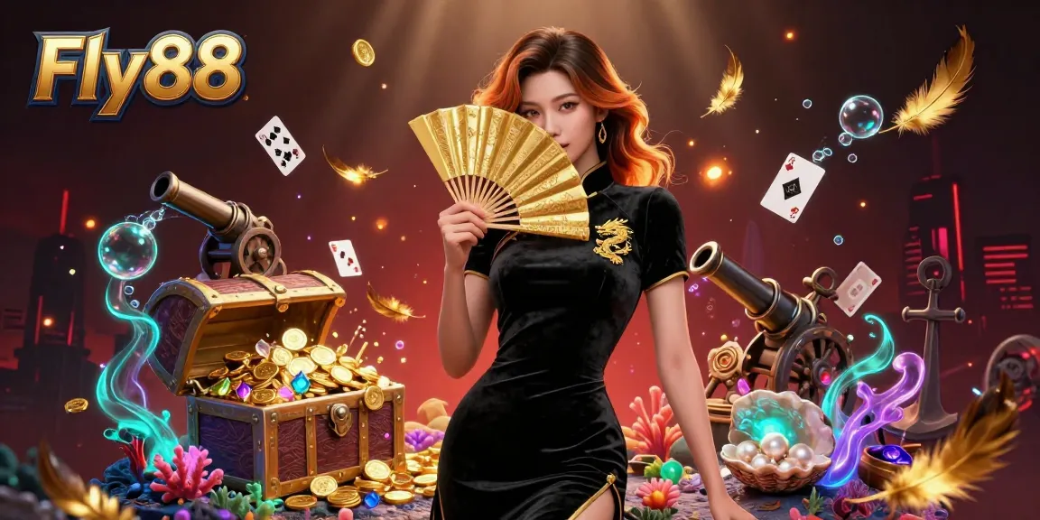 Experience the thrill of Fly88's vibrant casino ambiance, featuring stunning gameplay and elegant characters.