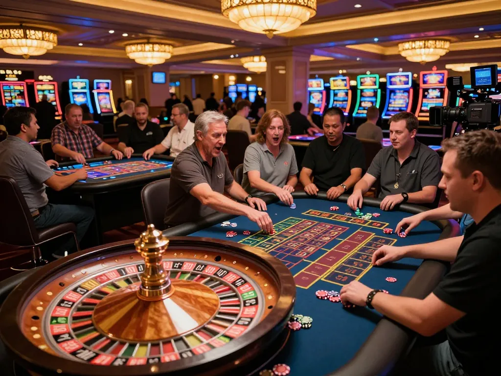Experience the excitement of gamebaidoithuong8 at a lively casino table with players engaged in thrilling bets.